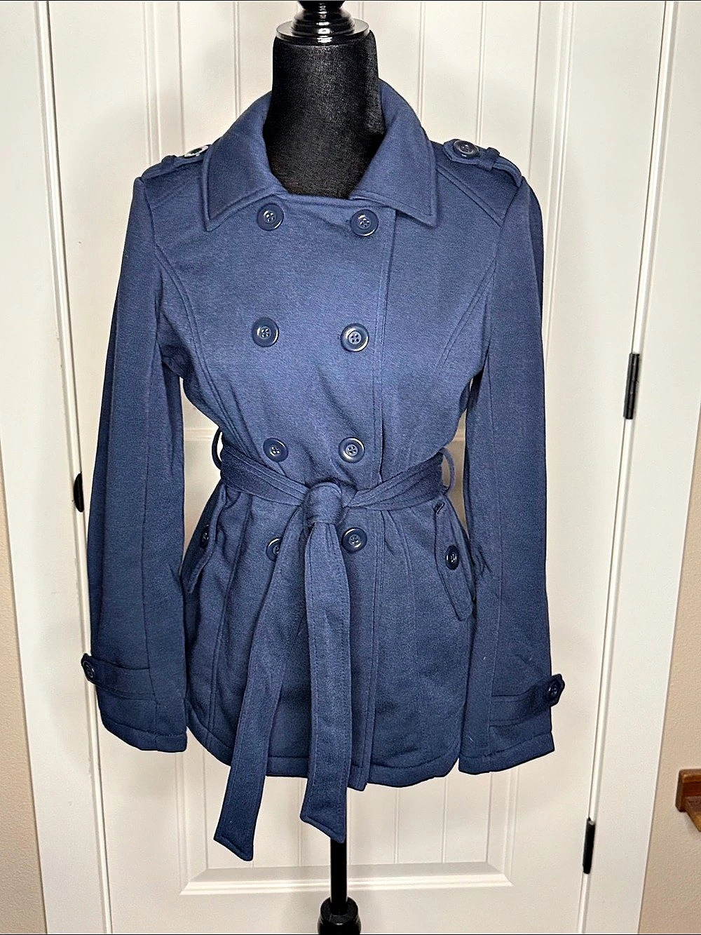 Women's Blue Belted Trench Coat